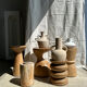 Artisanal terracotta vase painted white with double handles H:16 D:20