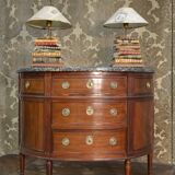 Louis XVI-style half-moon mahogany chest of drawers