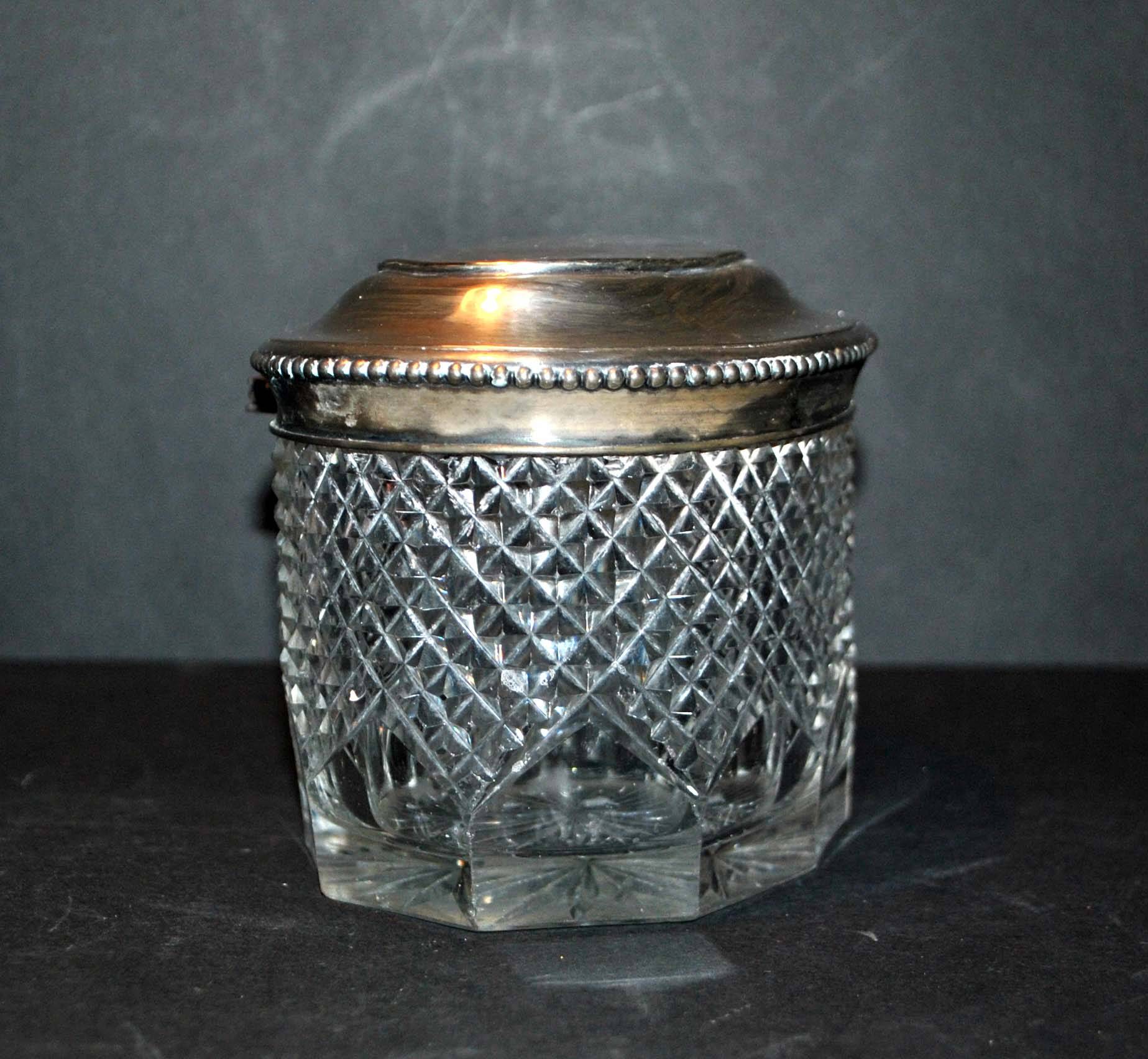 Old box in silver and cut crystal germany hallmark 833