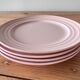 4 soft pink dessert plates Boch Frères - La Louvière BELGIUM.