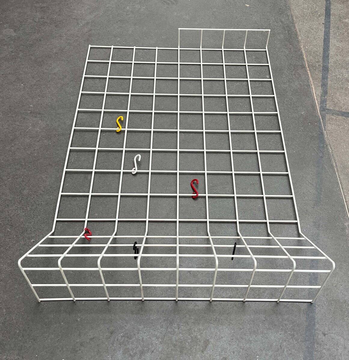 White minimalist string coat rack, modern mid-century, 1960s.