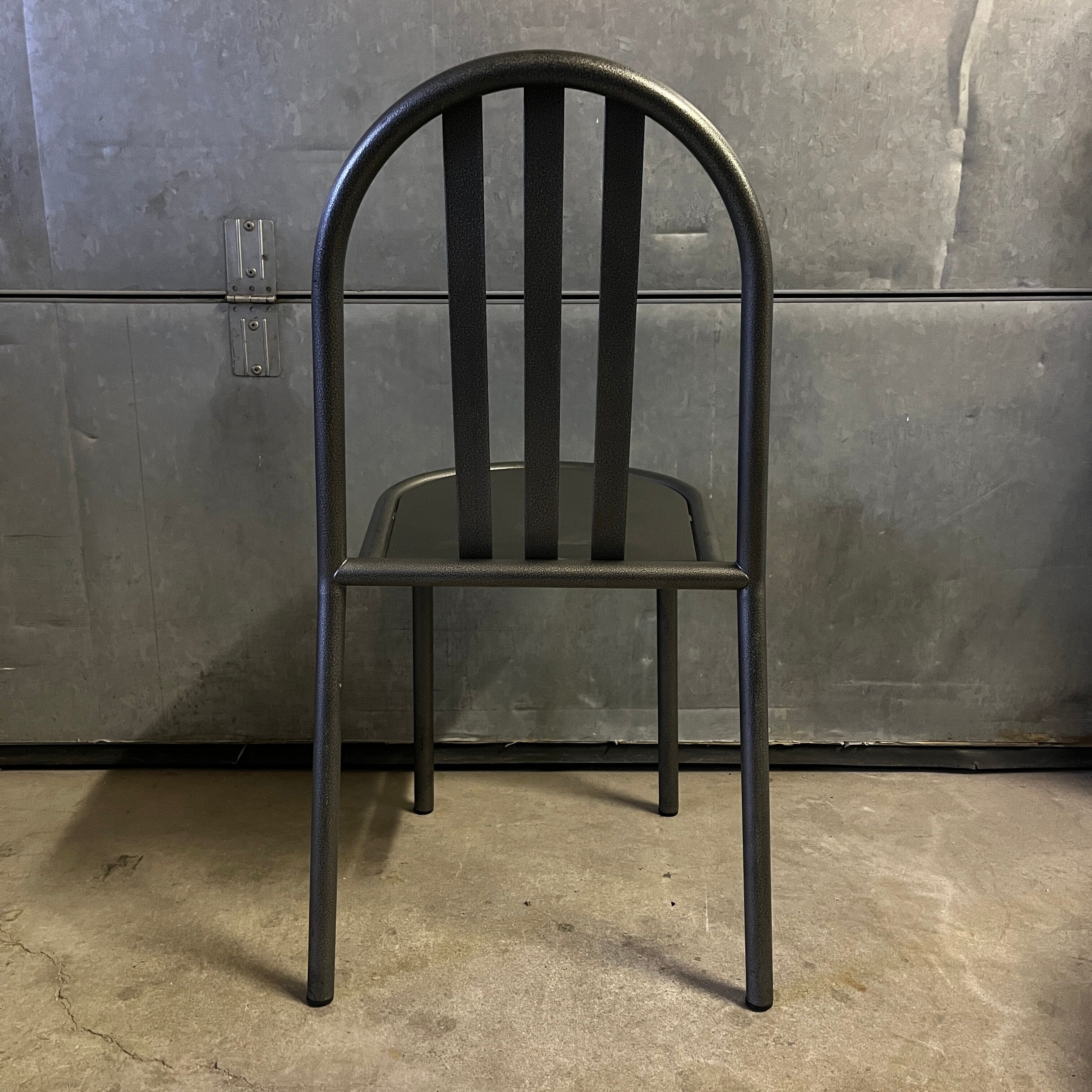 Set of 4 grey metal chairs no. 222 by Robert Mallet-Stevens, edition 80