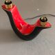 Pair of double fire lamps in red and black ceramic 50s