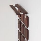 Rosewood wall coat rack with 14 hooks and a hat shelf, 1960s