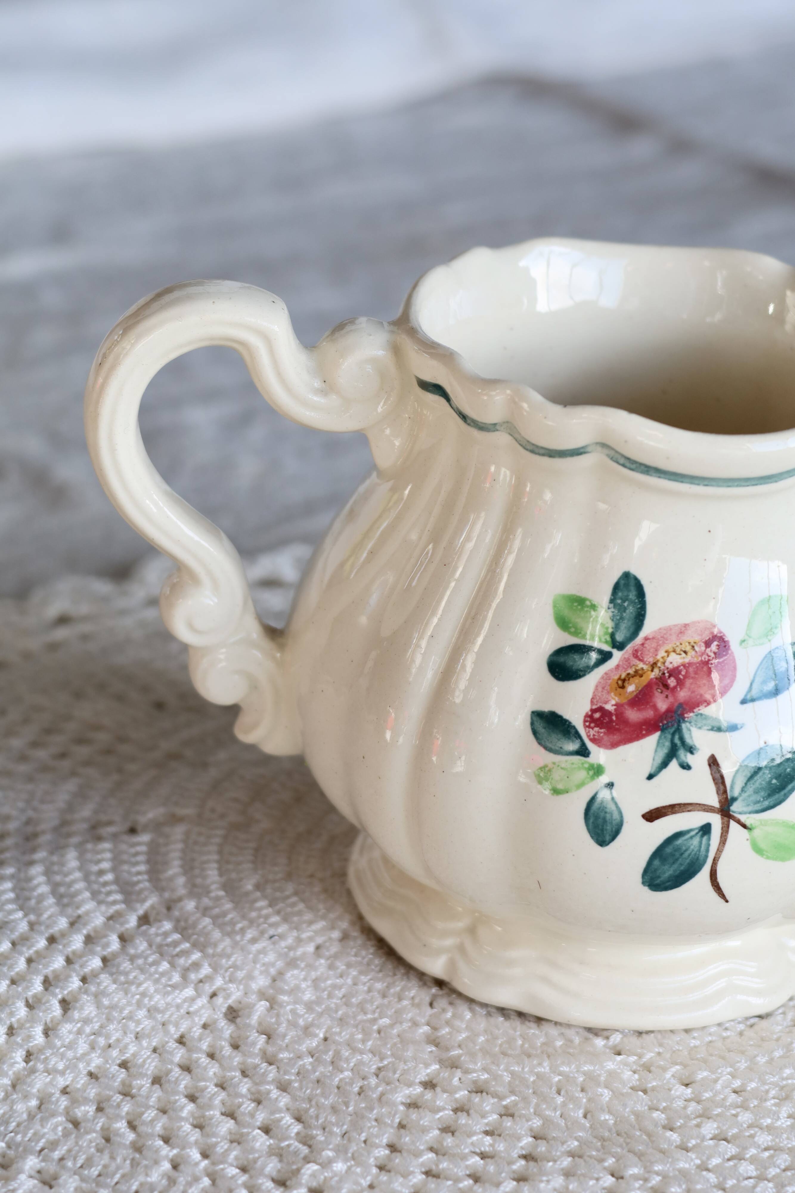 Vintage Sarreguemines “Amazonas” hand-painted milk jug
