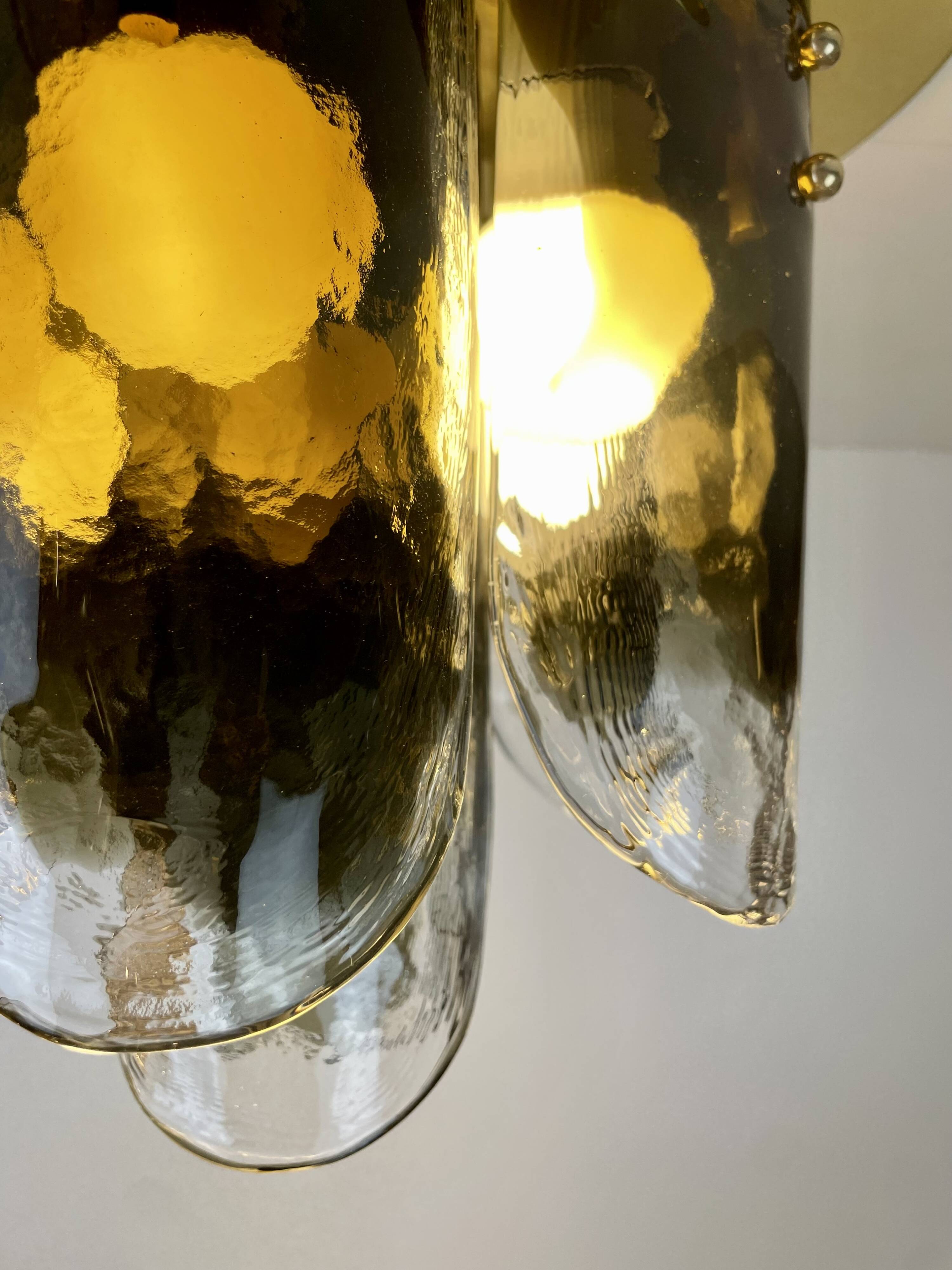 Murano & Brass Ceiling Lamp by J.T. Kalmar, Austria, 1960s