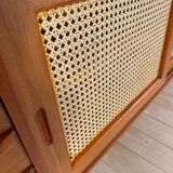 Vintage teak sideboard with rattan doors and drawers – Scandinavian design