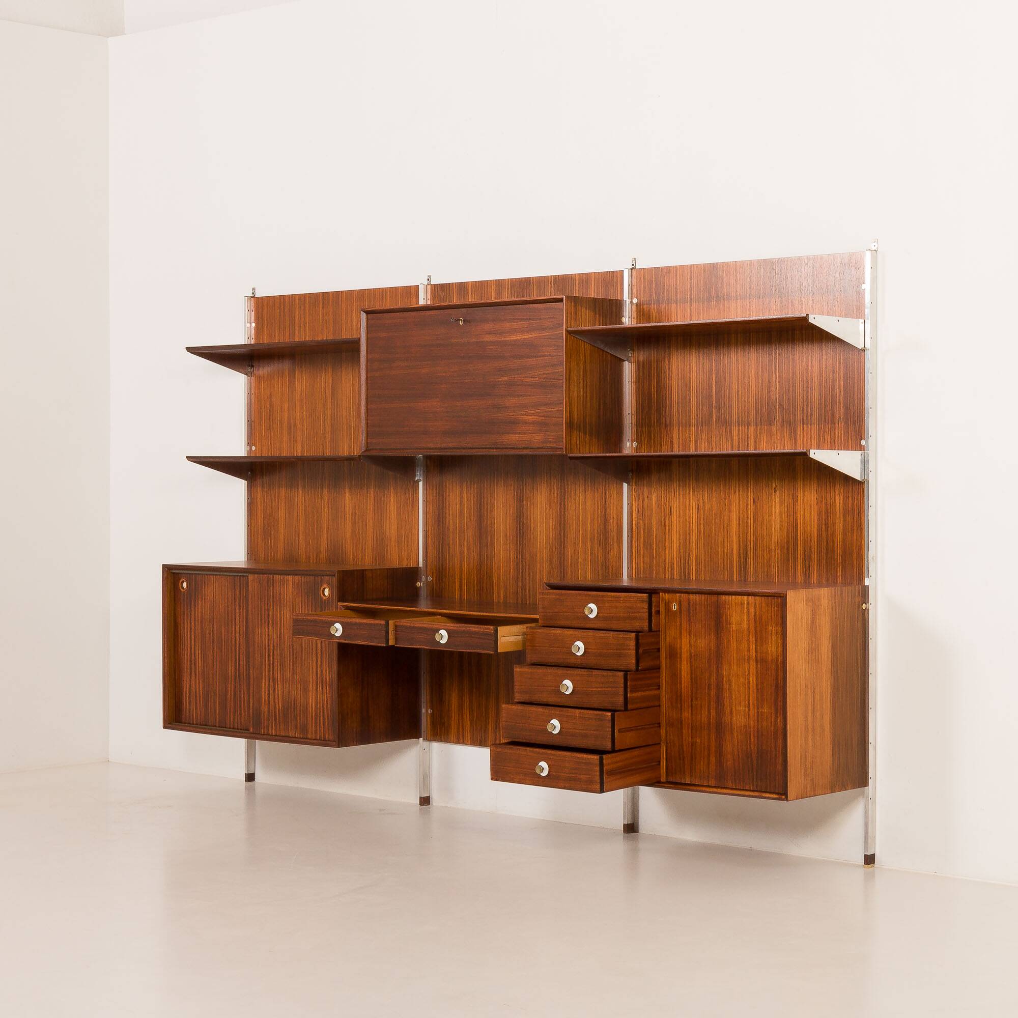 Italian mid century wall unit George Coslin for 3V Arredamenti, 1960s