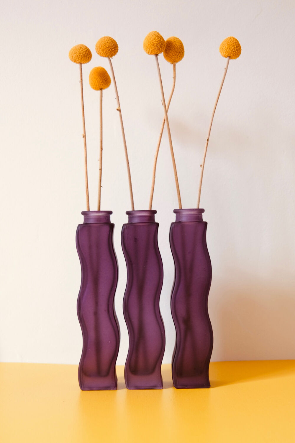 Set of 3 purple glass vases Ikea SKAMT