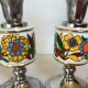 Pair of lamps style Acapulco ceramic and chromed metal