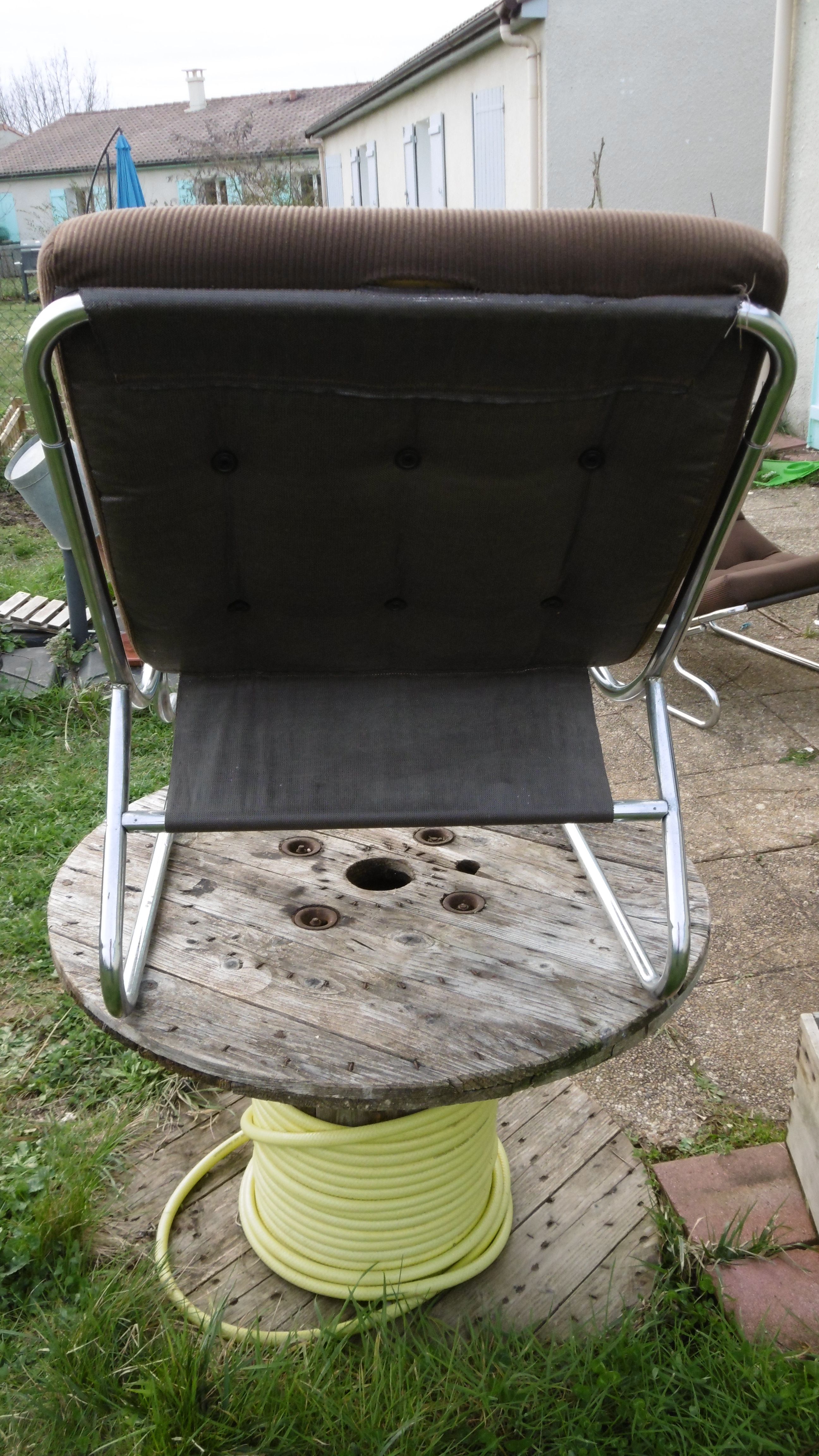 Chair tubular in Brown velvet of the 1970s