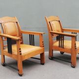 Pair of constructivist armchairs amsterdam school circa 1920