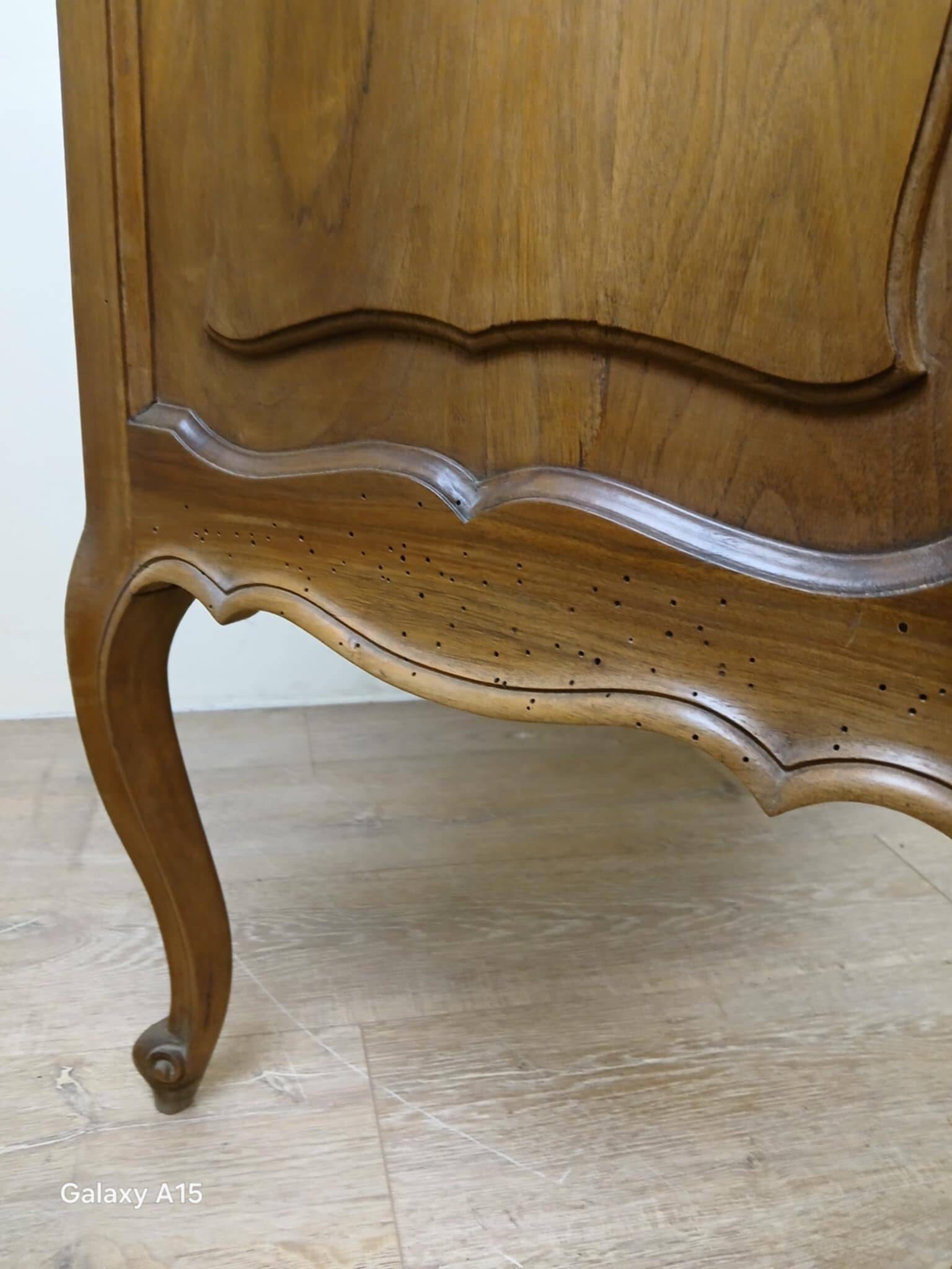 Louis XV Baroque scriban chest of drawers in solid wood, 20th century