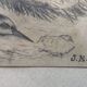 Drawing 1900 lead pencil still life hunting painting game trophy, signed jm, hunter