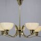 Art Deco brass chandelier with cream opaline glass, Czechoslovakia 1930s