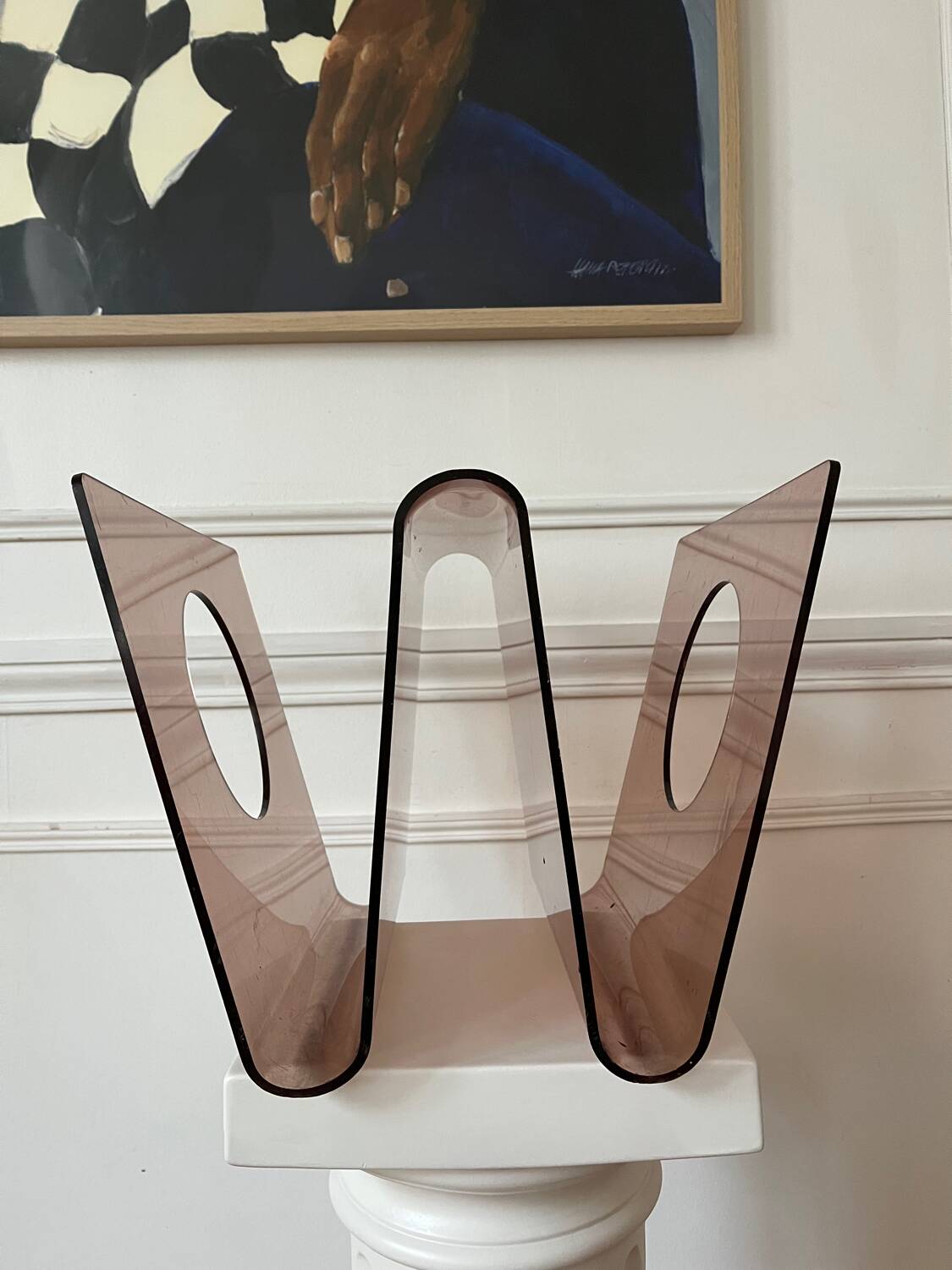 Plexiglas magazine rack by Michel Dumas for Rochebobois