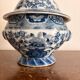 Antique Chinese Soup Tureen Porcelain Blue Bird Flower Decor Republic Period