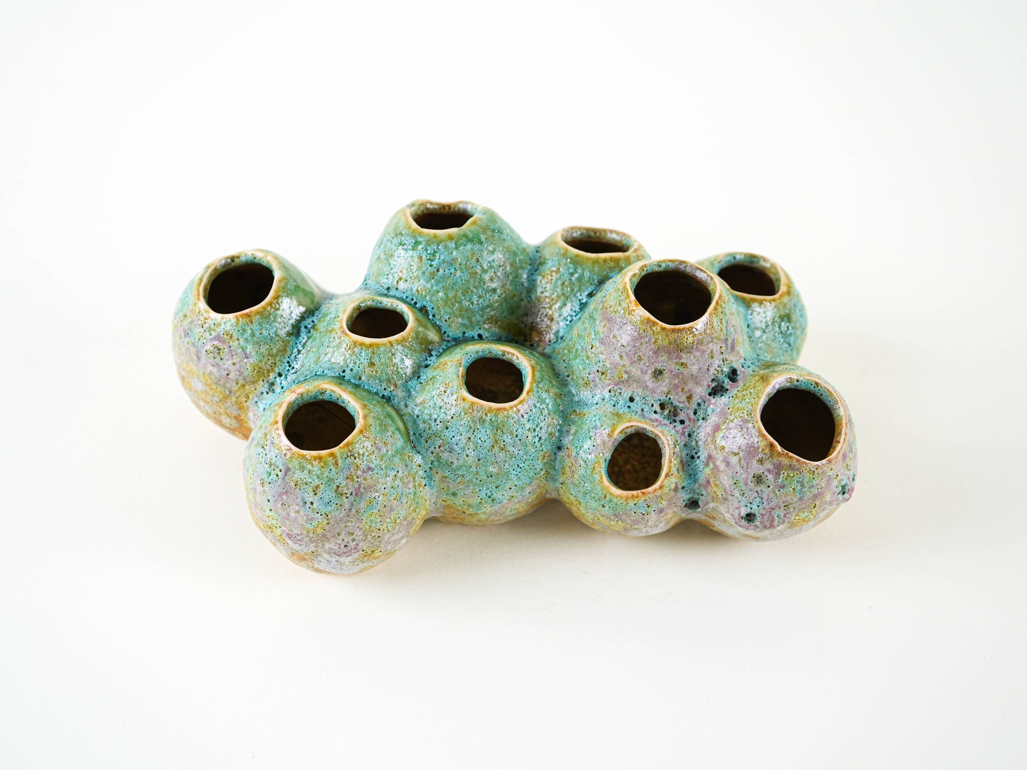 Ceramic vase – flower frog, Danish design, 1960s, made in Denmark