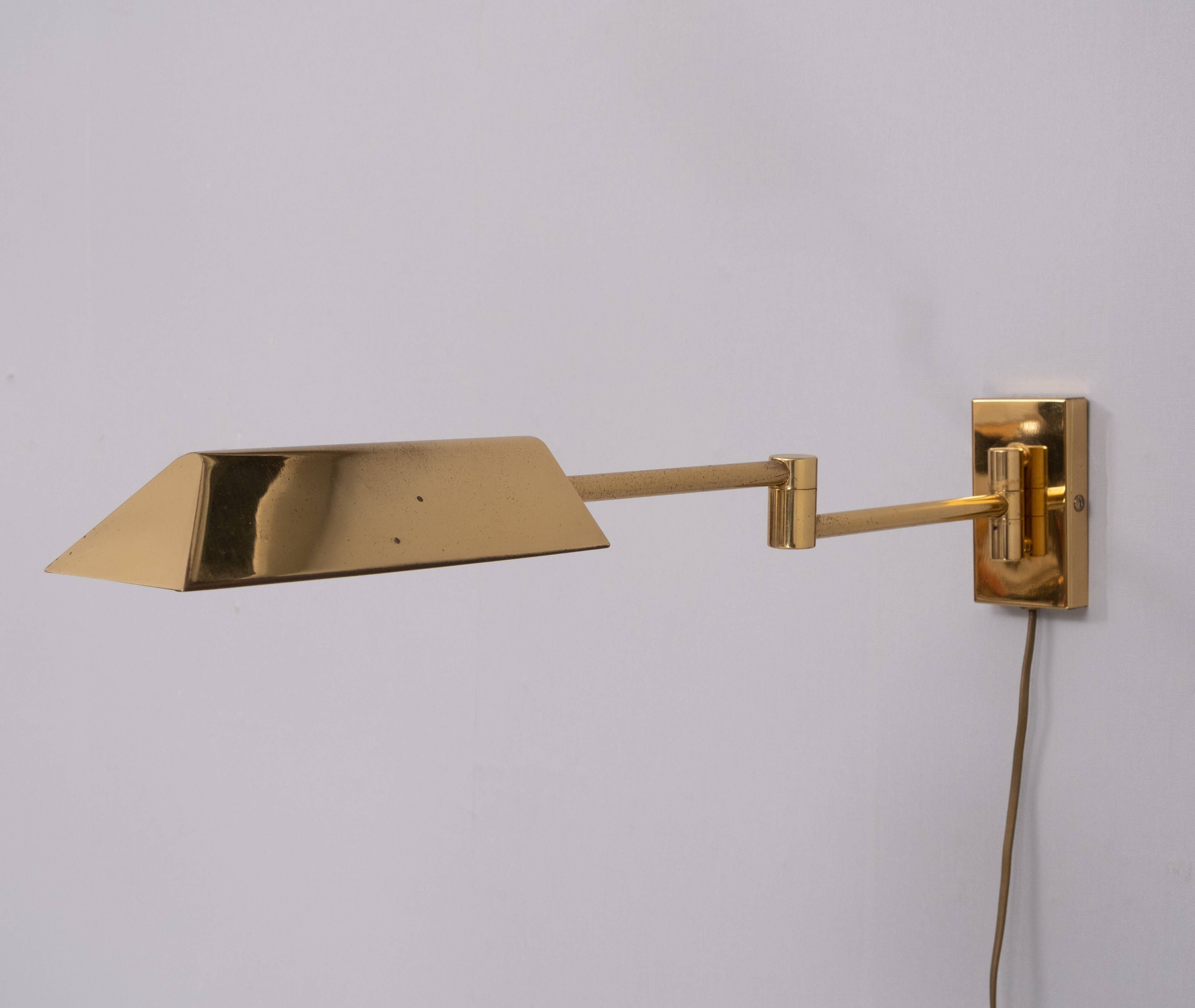 Brass swing arm Wall lamp Germany 1970s