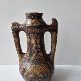 Kabyle Algerian pottery oil jar with polychrome geometric decorations