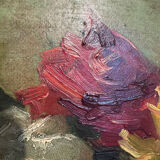 Antique painting, Still life with roses, signed Chaleyé