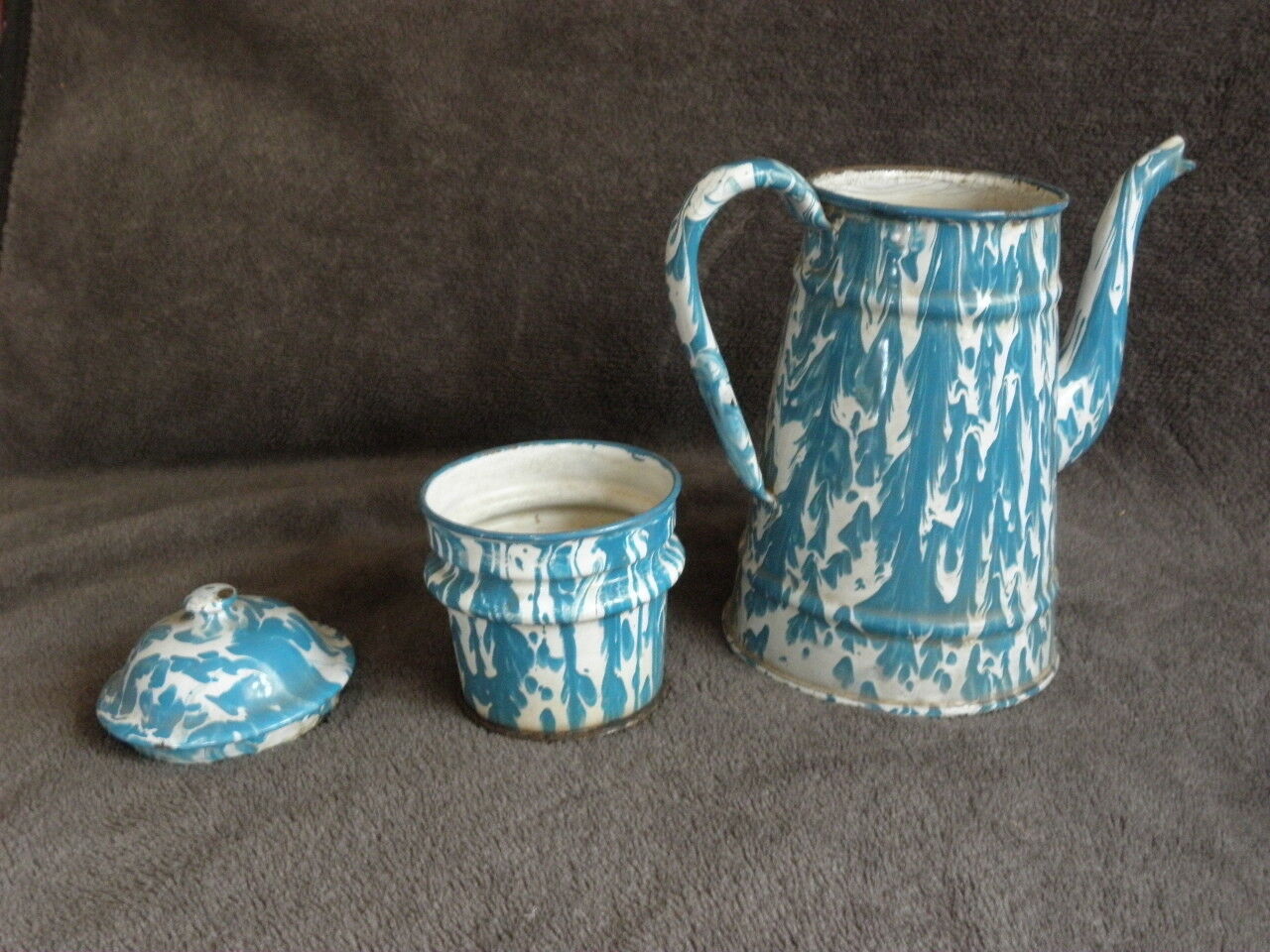 Vintage coffee maker in French sky blue enamel