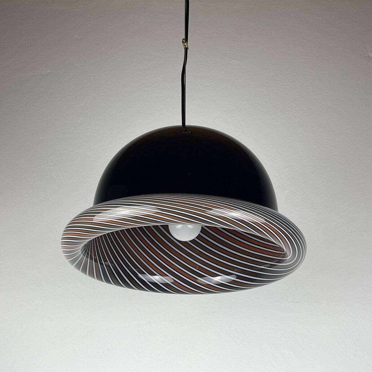 Vintage Italian black Murano pendant light, 1960s.