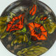 Vintage Ruscha 70s wall plate decor orange flowers fat lava glaze
