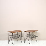 Tables d’appoint rétro en teck et métal
