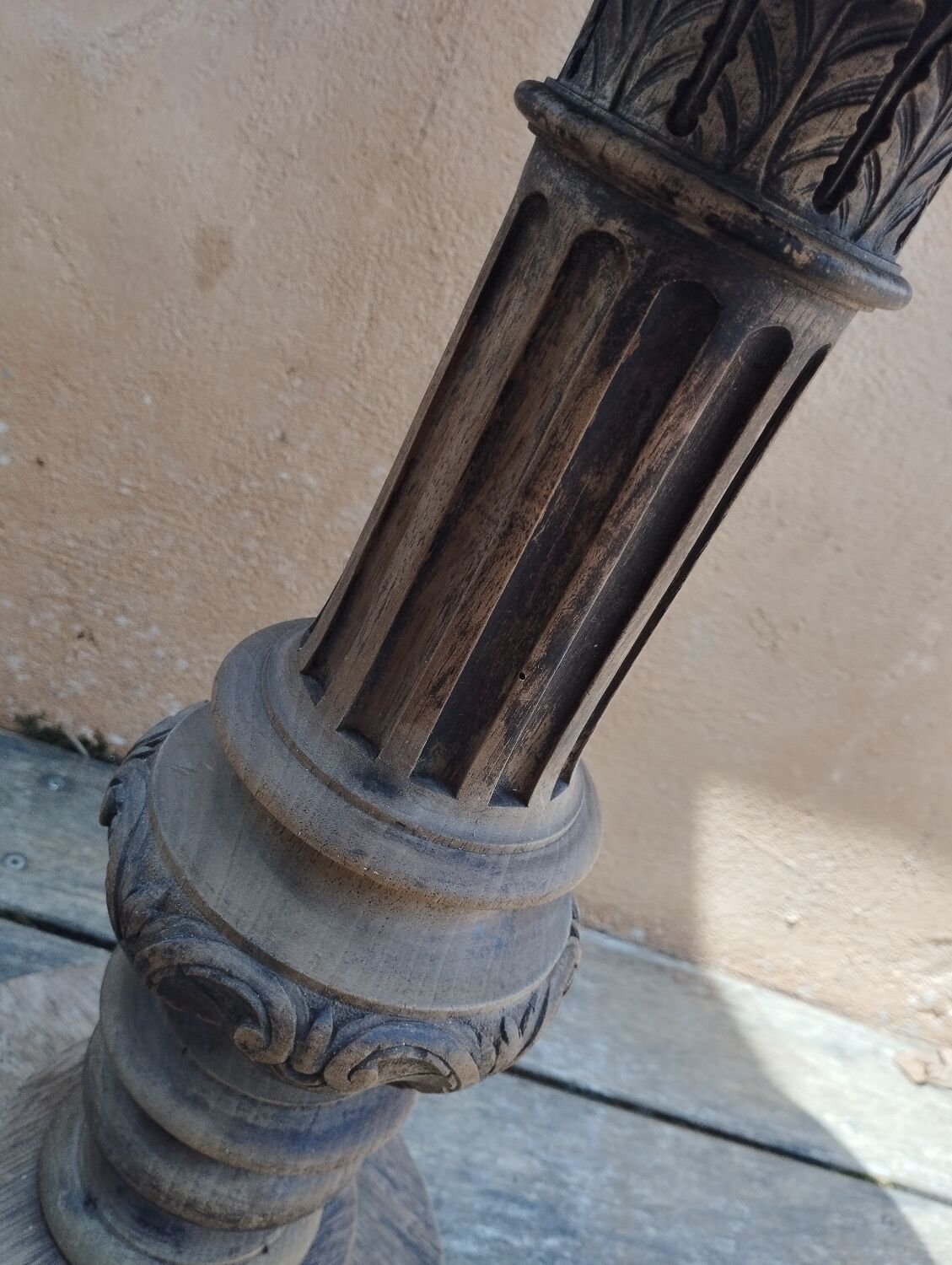 Wooden column, statuary door, antique