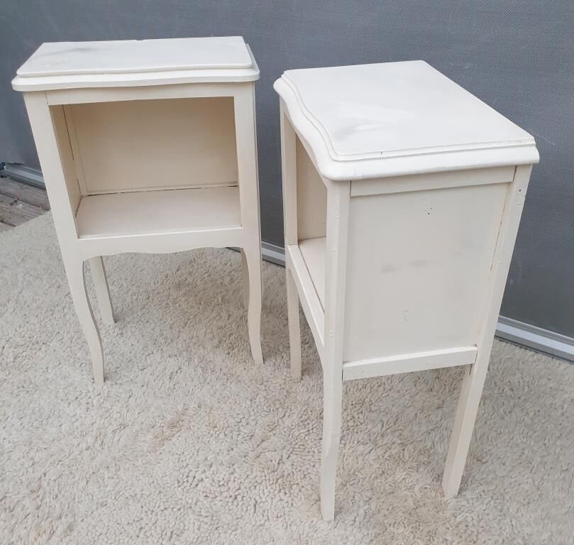 Pair of white vintage bedside tables