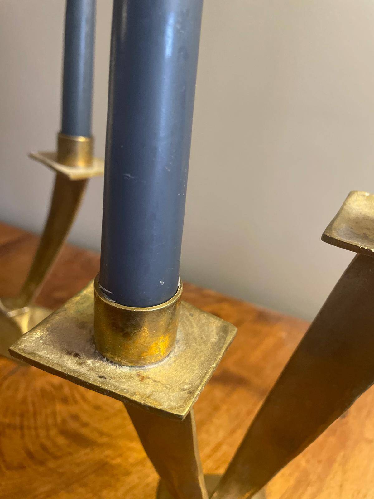 a pair of 1950s Scandinavian brass candlesticks