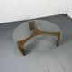 Mid-Century Modernist Wenge and Glass Round Coffee Table, 1970s