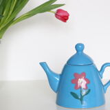 Blue ceramic teapot, vintage