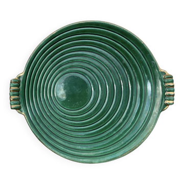 Green and gold Art Deco round platter