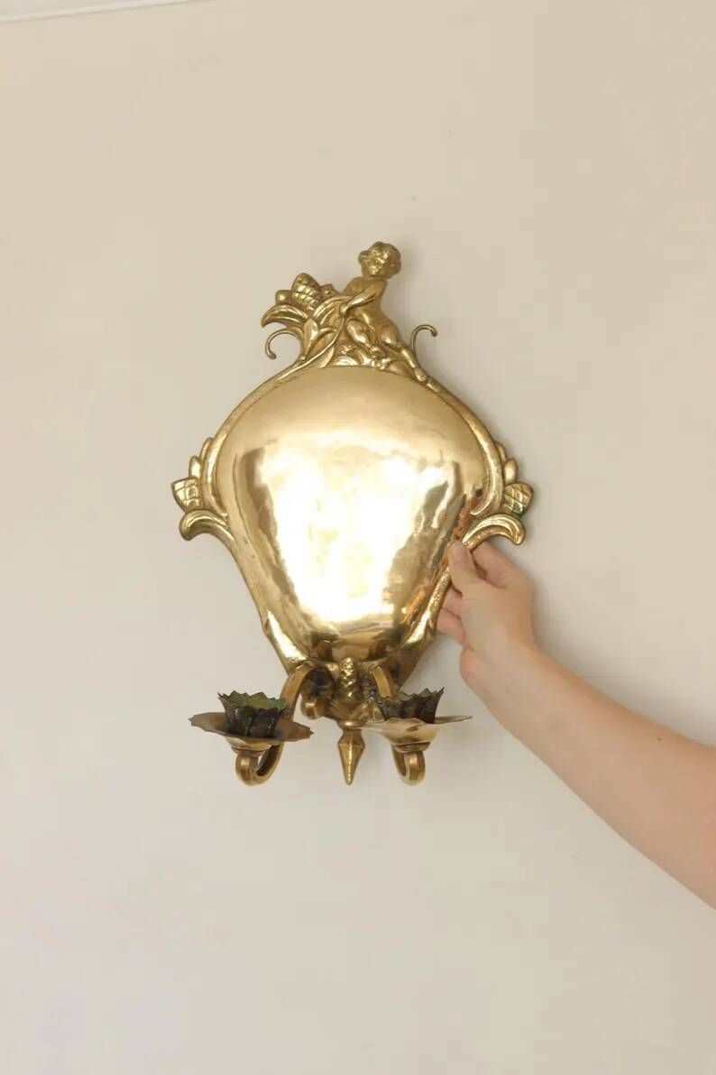 Pair Of Mid Century Swedish Brass Sconces