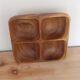 Vintage exotic wood aperitif platter – 4-compartment monkey pod style dish