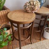 Wooden and cane bistro bar stools