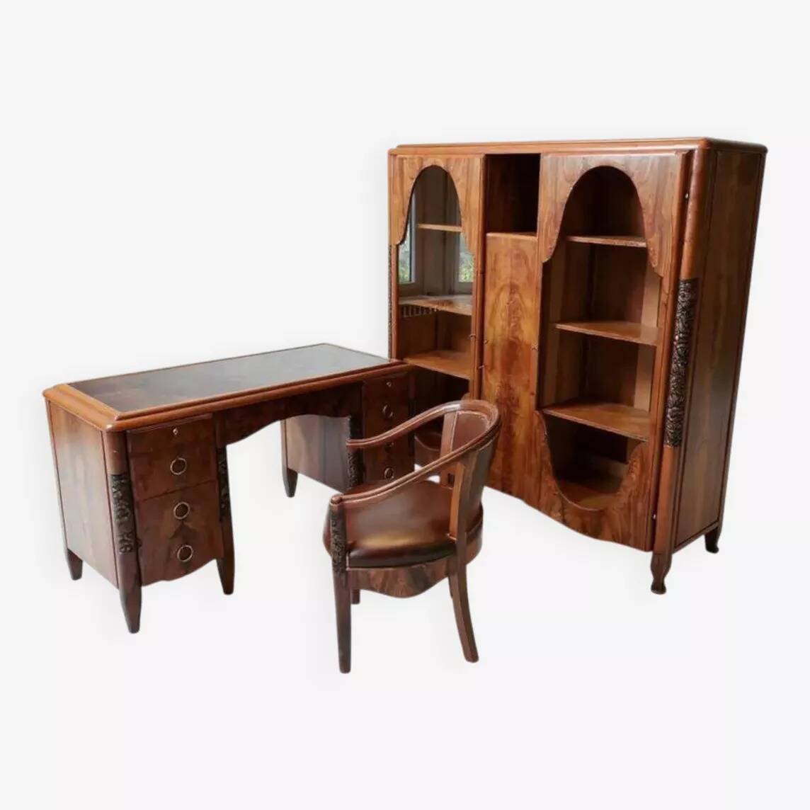 Desk, chair and bookshelf Art Deco period