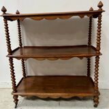 Napoleon III console table with three shelves in mahogany and veneer, 19th century