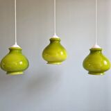 Vintage green opaline pendant light (4 available), 1960-70