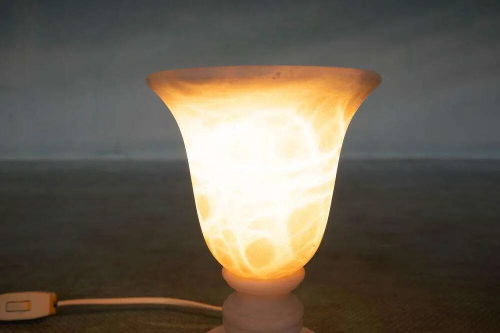 1970s bohemian natural stone table lamp, vintage mood lamp