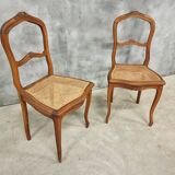 Set of antique French chairs dining chairs webbing and beech