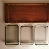 Vintage teak aperitif and 70s smoked glass