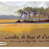 Painting Watercolor "The House by the Lake" Landes by P. Valliez Dordogne