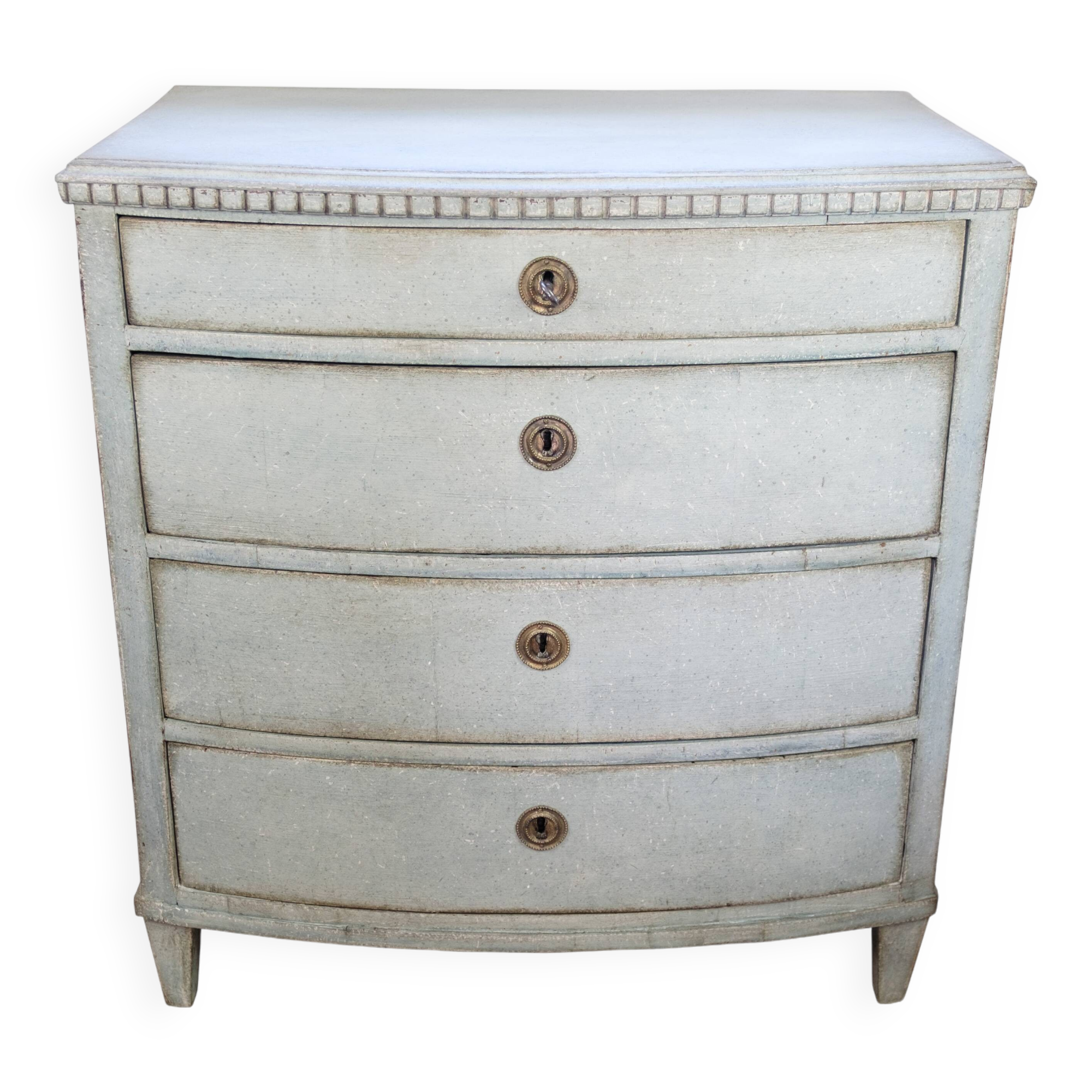 Orignal Painted Chest Of Drawers Louis Seize Style Made In Greenish Patinated Color From 1790s