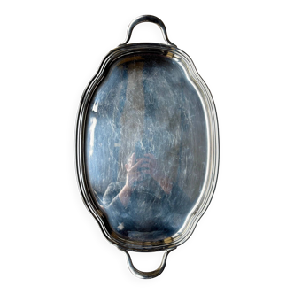 Plateau ovale en métal argenté