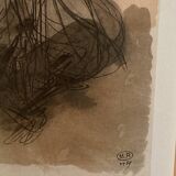 Framed watercolor, signed "M.R 44y"