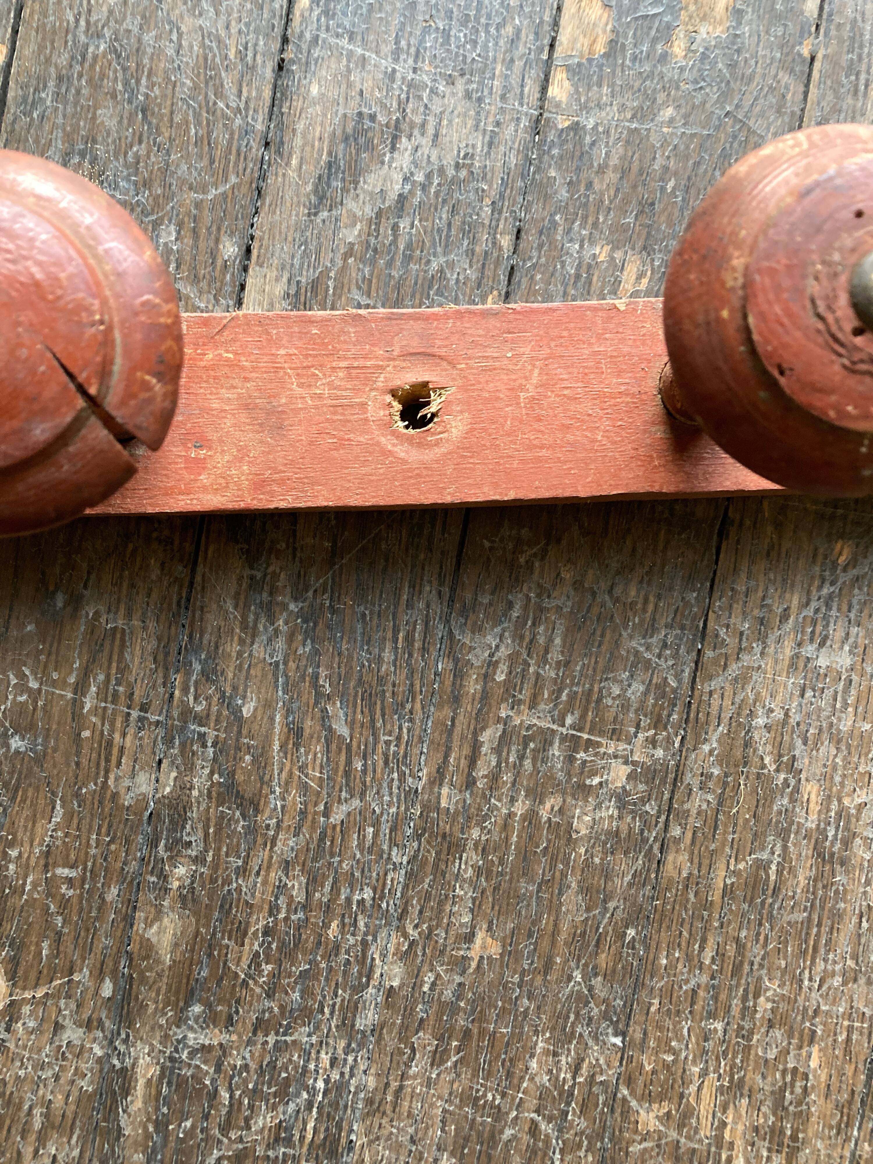 Original patina wooden farmhouse coat hook 86cm