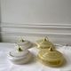 Pair of suspensions in white Clichy glass and golden edging 40s-50s